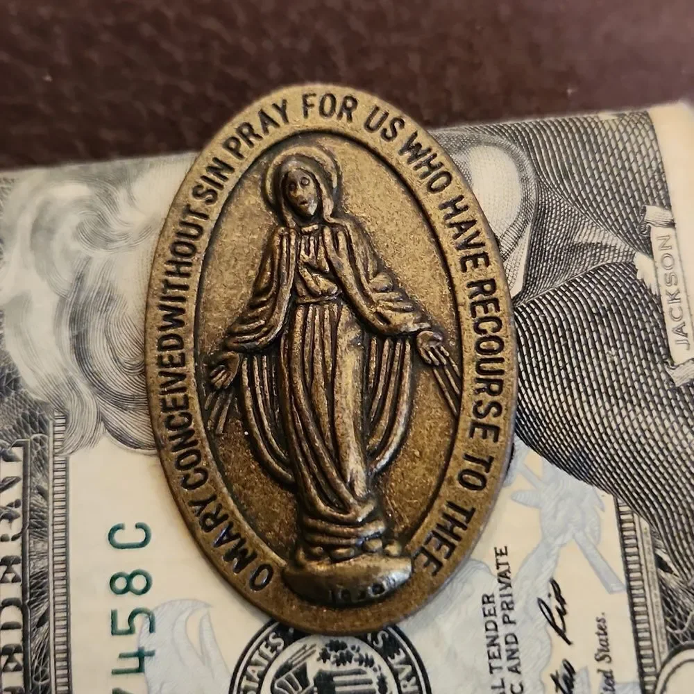 Mother Mary Religious Money Car Clip